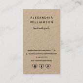 Goud naaldje en draad | Rustic Kraft Vertical Visitekaartje (Achterkant)