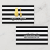 Goud Nail: witte strepen met zwarte fles Visitekaartje (Voorkant / Achterkant)