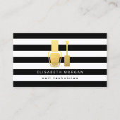 Goud Nail: witte strepen met zwarte fles Visitekaartje (Voorkant)