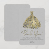 Goud Natuurgrijs Moderne Botanische Jurk Dank u Kaart (Voorkant / Achterkant)