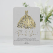 Goud Natuurgrijs Moderne Botanische Jurk Dank u Kaart (Staand voorkant)