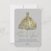 Goud Natuurgrijs Moderne Botanische Jurk Dank u Kaart (Voorkant)