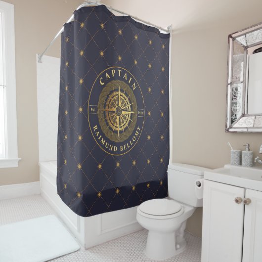 Goud nautisch douchegordijn (In situ)