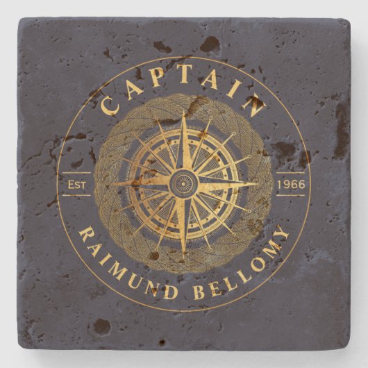 Goud nautisch stenen onderzetter (Voorkant)