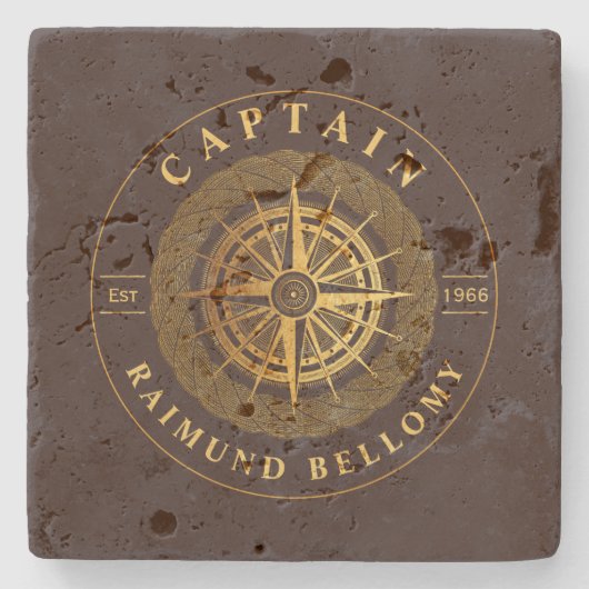 Goud nautisch stenen onderzetter (Voorkant)