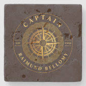 Goud nautisch stenen onderzetter (Voorkant)