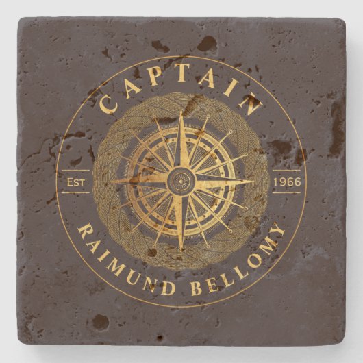 Goud nautisch stenen onderzetter (Voorkant)