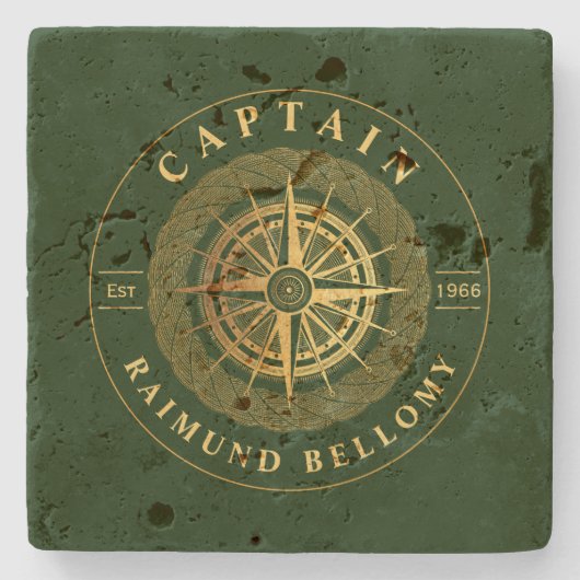 Goud nautisch stenen onderzetter (Voorkant)