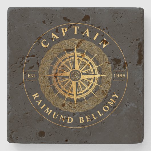 Goud nautisch stenen onderzetter (Voorkant)