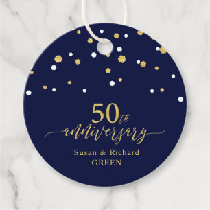 Goud & Navy 50ste huwelijksjubileum Feestelijke vi Bedankjes Labels