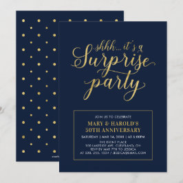 Goud & Navy | 50ste verjaardag verrassingsfeest tr Kaart