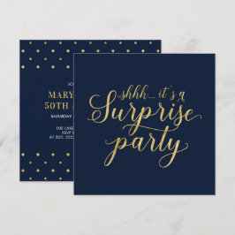 Goud & Navy | 50ste verjaassurprise trouwdag Kaart