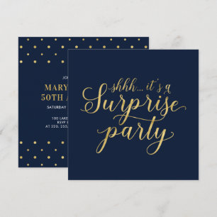 Goud & Navy   50ste verjaassurprise trouwdag Kaart