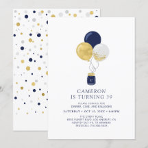 Goud & Navy ballonnen modern volwassenen verjaarda