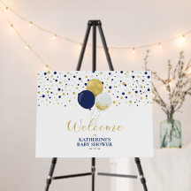 Goud & Navy Ballonnen Moderne Baby Shower Welkom
