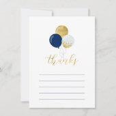 Goud & Navy ballonnen | Partij Dank u Nota Kaart (Voorkant)