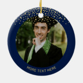 Goud & Navy Blauw Afstuderen Kerstcadeau Keramisch Ornament (Achterkant)