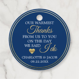 GOUD Navy Blauw Bruiloft Hartje Hartelijk dank Bedankjes Labels