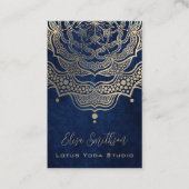Goud & Navy Blauw Classy Elegante Yoga Reiki Manda Visitekaartje (Voorkant)
