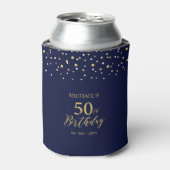 Goud Navy Blauw Confetti 50ste Verjaardagsfeestje Blikjeskoeler (Blikje Voorkant)