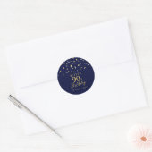 Goud Navy Blauw Confetti 90ste Verjaardagsfeestje Ronde Sticker (Envelop)
