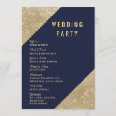 Goud Navy Blauw Faux Glitter Sequin Bruiloft Progr Programmakaart (Achterkant)