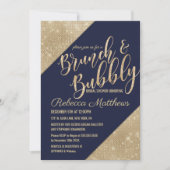 Goud Navy Blauw Faux Glitter Sequin Brunch Bubbly Kaart (Voorkant)