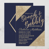 Goud Navy Blauw Faux Glitter Sequin Brunch Bubbly Kaart (Voorkant / Achterkant)