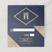 Goud Navy Blauw Faux Glitter Sequin Plaatskaartje (Buitenkant ongevouwen)