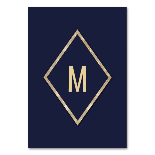 Goud Navy Blauw Faux Glitter Sequin Tafelnummer (Achterkant)