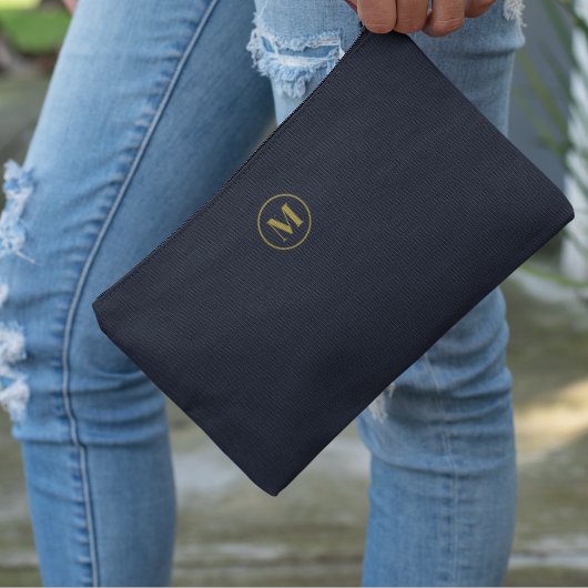 Goud Navy Blauw | Minimalistisch modern monogram Etui