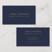 Goud Navy Blauw Minimalistisch Modern Professionee Visitekaartje (Voorkant / Achterkant)
