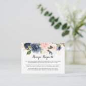 Goud Navy Blauw Roze Bloemachtige Trouwrecept Verz Informatiekaartje (Staand voorkant)