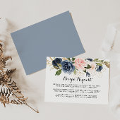 Goud Navy Blauw Roze Bloemachtige Trouwrecept Verz Informatiekaartje