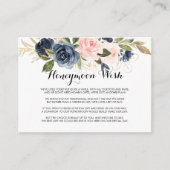 Goud Navy Blauw Roze Bloemen Honeymoon Wish Informatiekaartje (Voorkant)