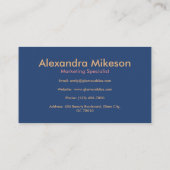 Goud Navy Blauw Roze Minimalist Modern Professione Visitekaartje (Achterkant)