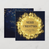 Goud Navy Blauw Sparkle Lights Kerstmis Feestdagenkaart (Voorkant / Achterkant)