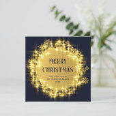 Goud Navy Blauw Sparkle Lights Kerstmis Feestdagenkaart (Staand voorkant)