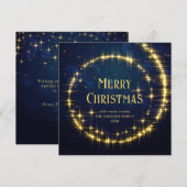 Goud Navy Blauw Sparkle Lights Kerststerren Feestdagenkaart (Voorkant / Achterkant)