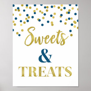 Goud Navy Blauw Sweets & Treats Dessert tafel Poster