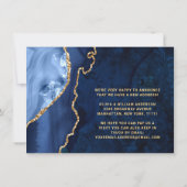 Goud & Navy Blauwe Marmer Agate Nieuw Adres verhui Aankondiging (Achterkant)