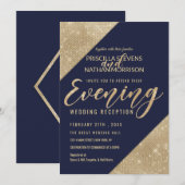 Goud Navy Blauwe Nep Glitter Pailletten Avond Kaart (Voorkant / Achterkant)