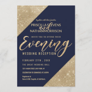 Goud Navy Blauwe Nep Glitter Pailletten Avond Kaart