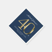Goud Navy Blue Custom 40e verjaardagsfeestje Servet (Hoek)