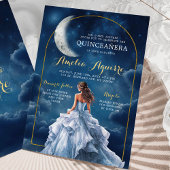 Goud Navy Blue Een nacht onder de sterren Quinceañ Kaart