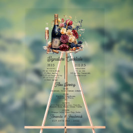 Goud, Navy Blue en Bourgondische Signature Cocktai Acryl Bord