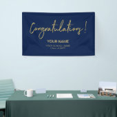 Goud & Navy Blue Gefeliciteerd! afstudeerfeest Spandoek (Beurs)