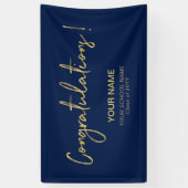 Goud & Navy Blue Gefeliciteerd! afstudeerfeest Spandoek (Verticaal)