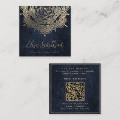 Goud & Navy Blue Mandala Reiki Healing Meditatie Vierkante Visitekaartje (Voorkant / Achterkant)