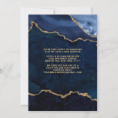 Goud & Navy Blue Marmer Nieuwe Adres Verhuizing Aankondiging (Achterkant)